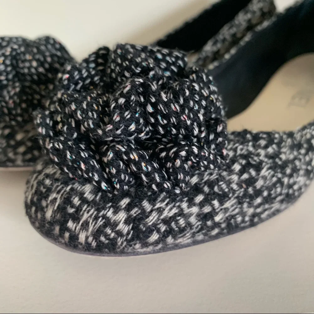 Chanel tweed camellia ballerinas
